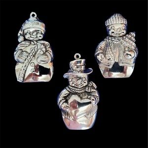 Vintage Gorham solid silver plated ornament  1980 snowmen